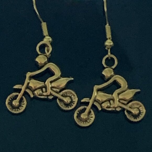 Motorcycle Earrings, Bike Earrings, Dirt Bike Earrings, Gift Idea, Cute Earring - Picture 1 of 6